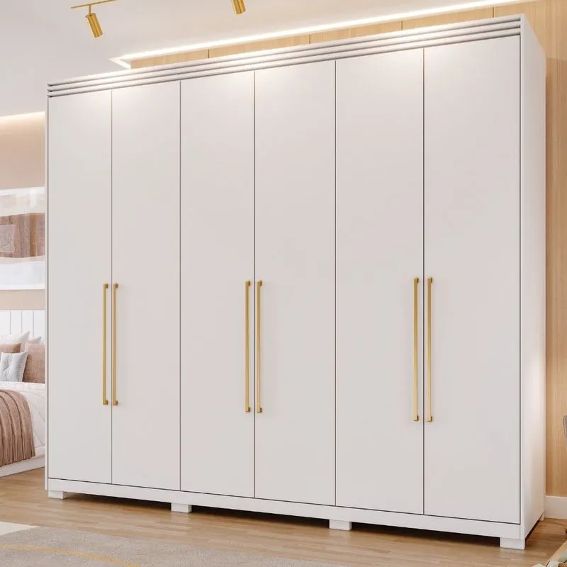 Guarda Roupa Casal com Pés 6 Portas 100 mdf Aurora Panan