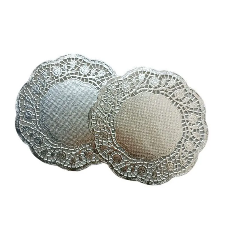 Doilies Papel Rendado Descanso p/ Copo Redondo 10CM 100 un prata