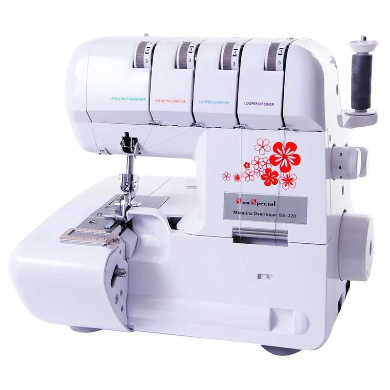 Máquina Overlock Doméstica Ss-320 220V Mecânica Branca - Sun Special