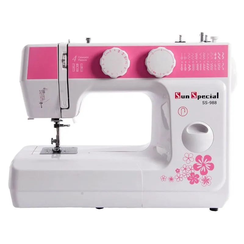 Máquina Costura Doméstica Ss-988 110V Mecânica Pink - Sun Special