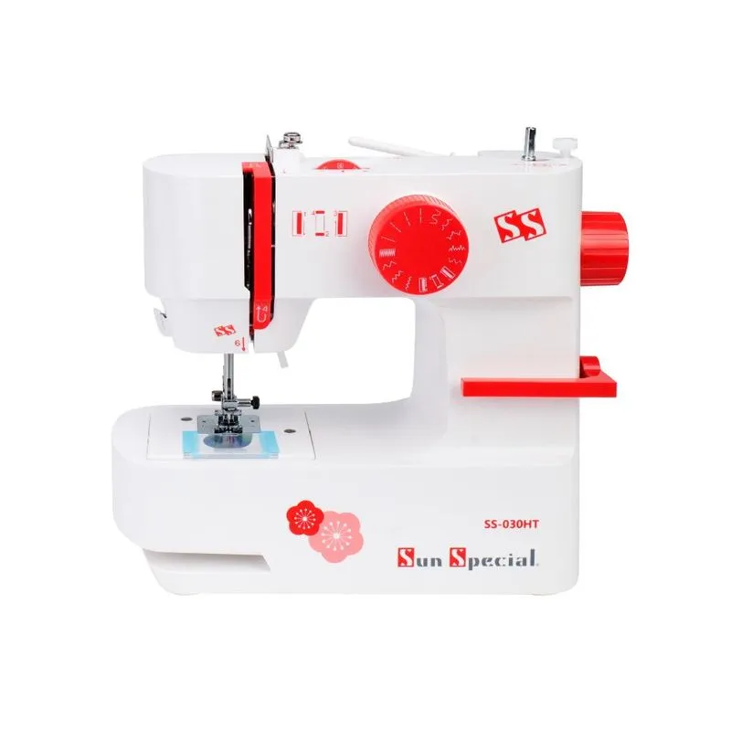 Máquina Costura Doméstica Ss030-ht-2 Autovolt Mecânica Branca Com Vermelho - Sun Special