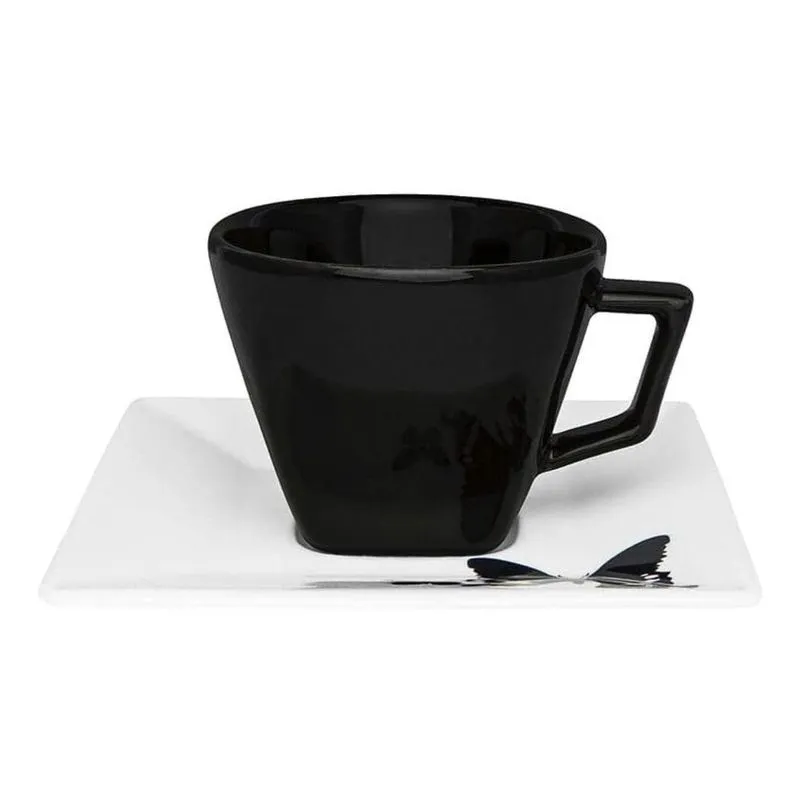Xícara De Porcelana Oxford 200ml Com Pires Quartier Tattoo
