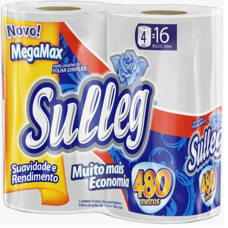 Papel Higiênico Sulleg Rolão C/ 120m Pct C/ 4un Papel Hig.4 Un Sulleg 480 Mts Sulleg