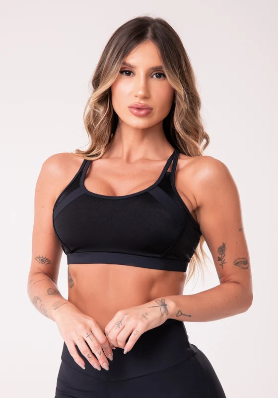 Top Metal Preto Com Bojo E Tiras Dlk PRETO / P