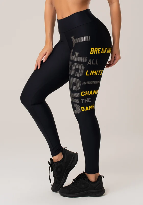 Calça Legging Poliamida Preta Com Silk Crssft Dlk AMARELO / M