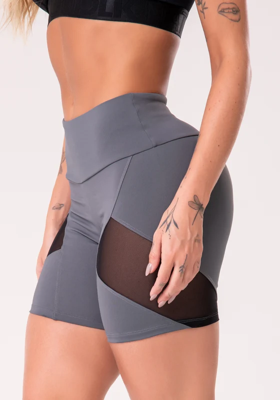 Short Poliamida Grafite Com Tule Dlk CINZA / G