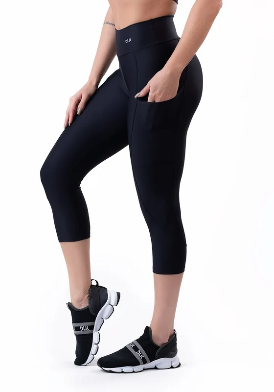 Calça Corsário Preta Com Bolso Básica Dlk PRETO / M
