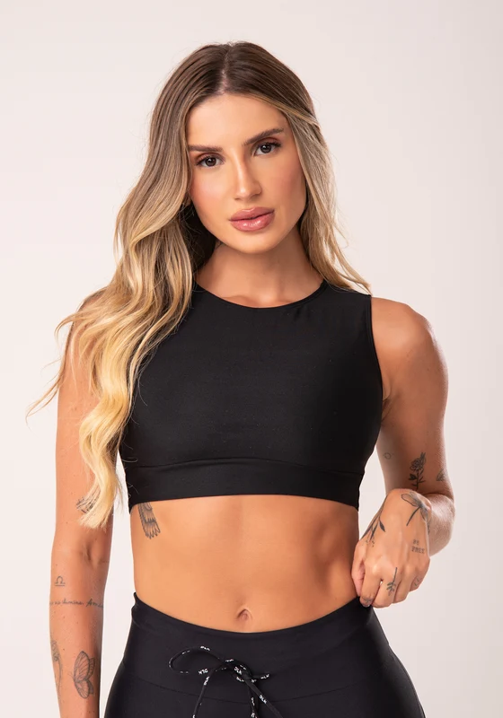 Top Cropped Preto Básico Dlk PRETO / G