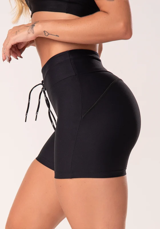 Short Fitness Preto Com Cadarço Básico Dlk PRETO / M