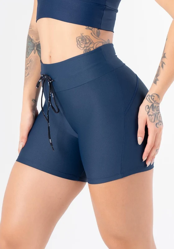 Short Fitness Azul Marinho Com Cadarço Básico Dlk AZUL MARINHO / M