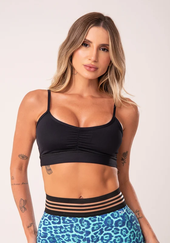 Top Fitness Preto Franzido Básico Dlk PRETO / P