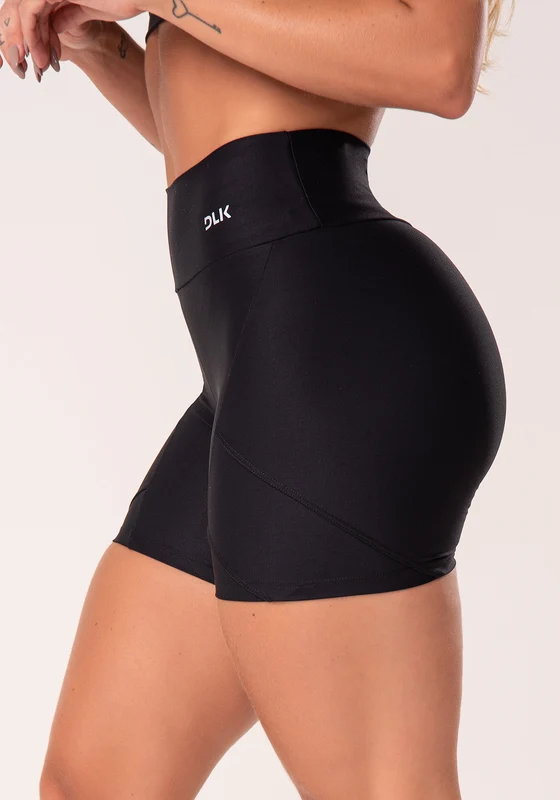 Short Preto Com Recorte Duplo Lateral Básico Dlk PRETO / P