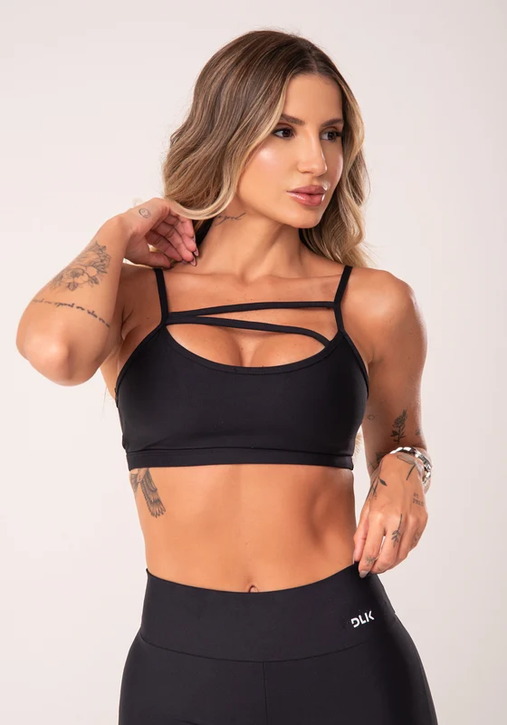 Top Fitness Preto Com Tiras Básico Dlk PRETO / P