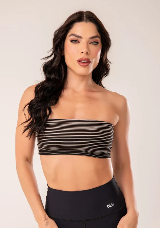 Top Faixa Jacquard Listrado Nude Dlk NUDE / G