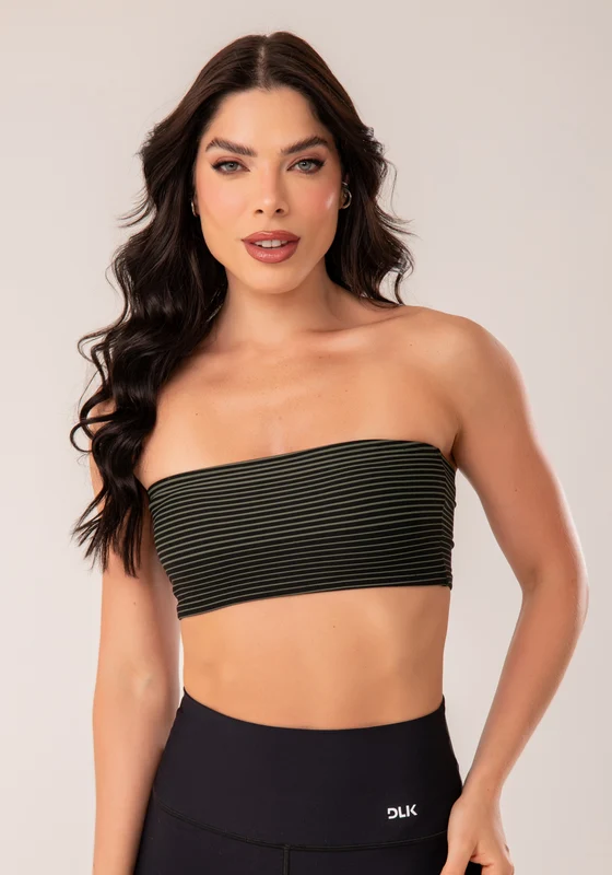 Top Faixa Jacquard Listrado Verde Militar Dlk VERDE / P