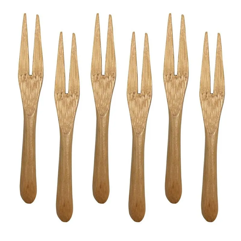 Conjunto De 12 Mini Garfos De Bambu - Oikos U Natural Unica