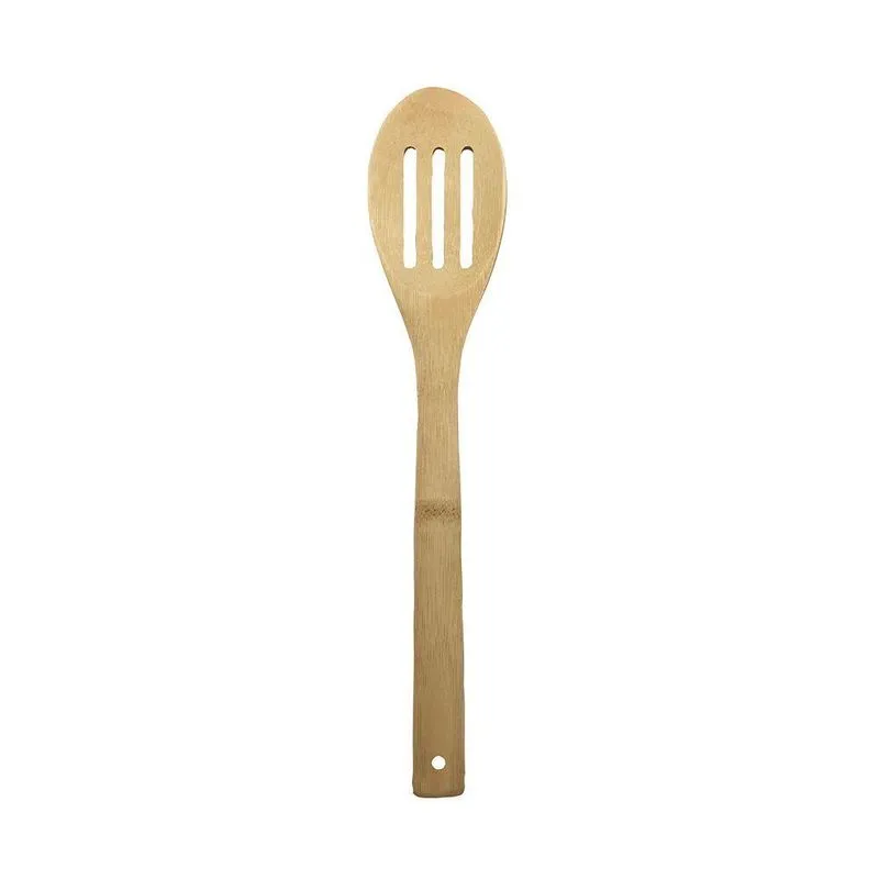 Colher Vazada De Bambu Mozcada 30cm Orgânica Multiuso
