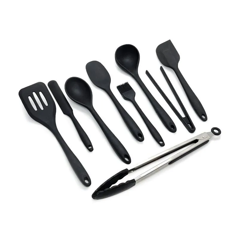 Conjunto De Utensílios Para Cozinha 9 Peças Preto Oikos
