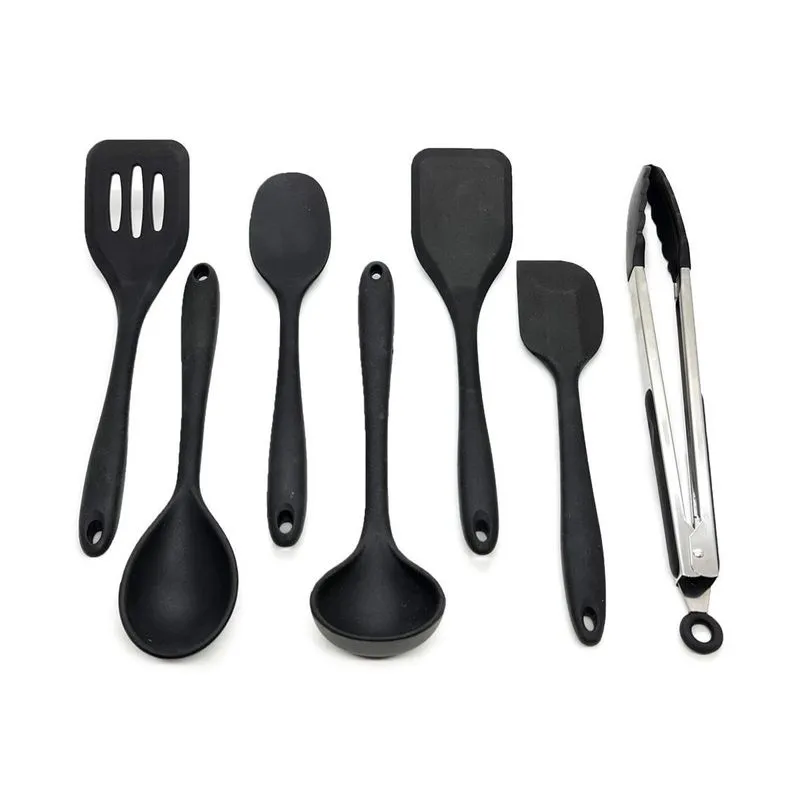 Conjunto De Utensílios Cozinha Big Chef 7 Peças Preto Oikos