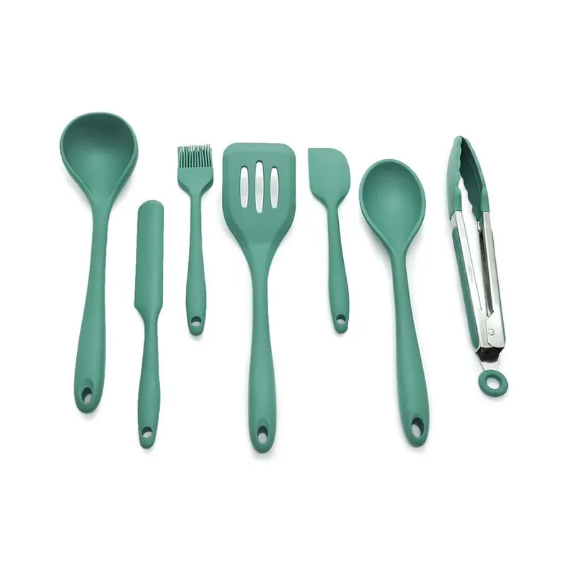Conjunto De Utensílios Big Chef Grande 7 Peças Verde