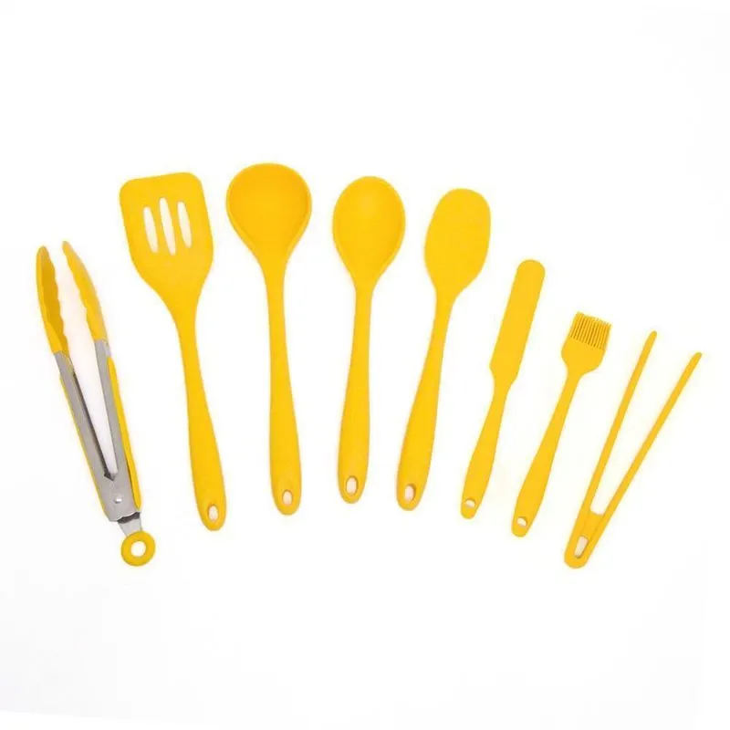 Kit De Utensílios De Silicone Com 8 Peças Amarelo - Oikos