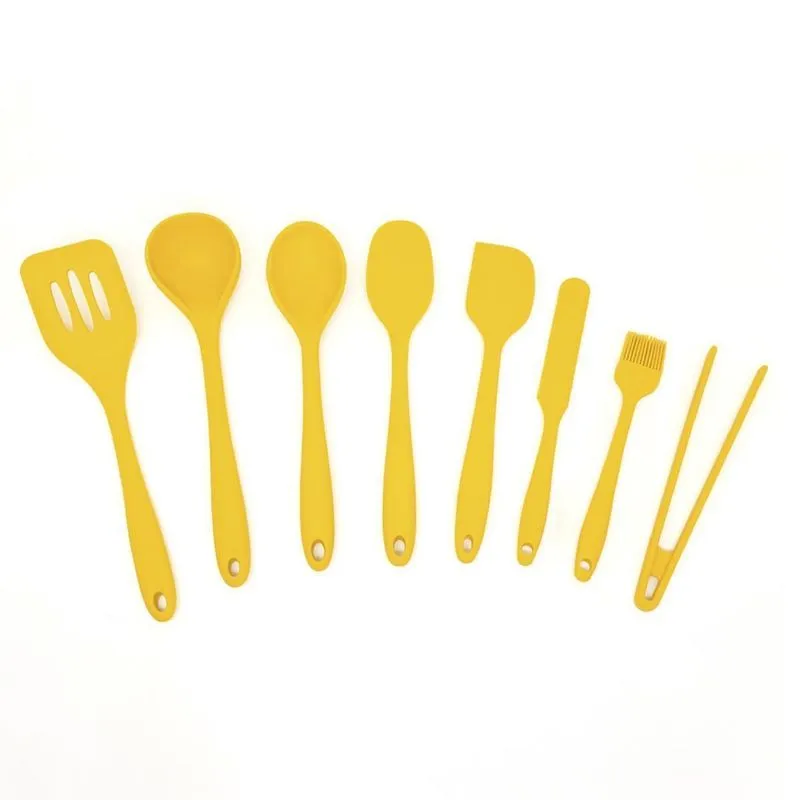Kit De Utensílios De Silicone Com 8 Peças Amarelo - Oikos