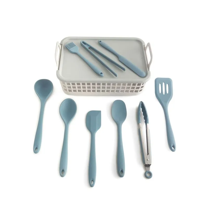 Kit de Untesílios de Cozinha C/ Cesto 10 Peças AZ - OIKOS