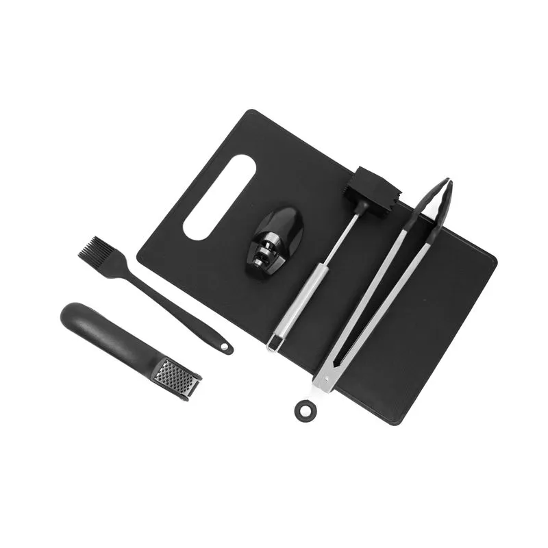 Kit Utensílios De Cozinha P/ Churrasco 6 Peças Preto - Oikos