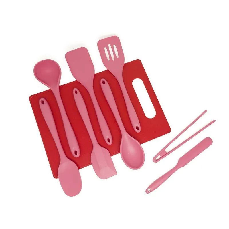 Kit De Utensílios De Cozinha Com Tábua 9 Peças - Oikos