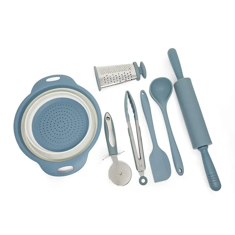 Kit Utensílios De Cozinha Massas 7 Peças Azul - Oikos