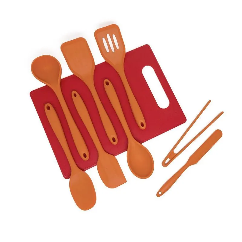 Kit De Utensílios De Cozinha Com Tábua 9 Peças - Oikos