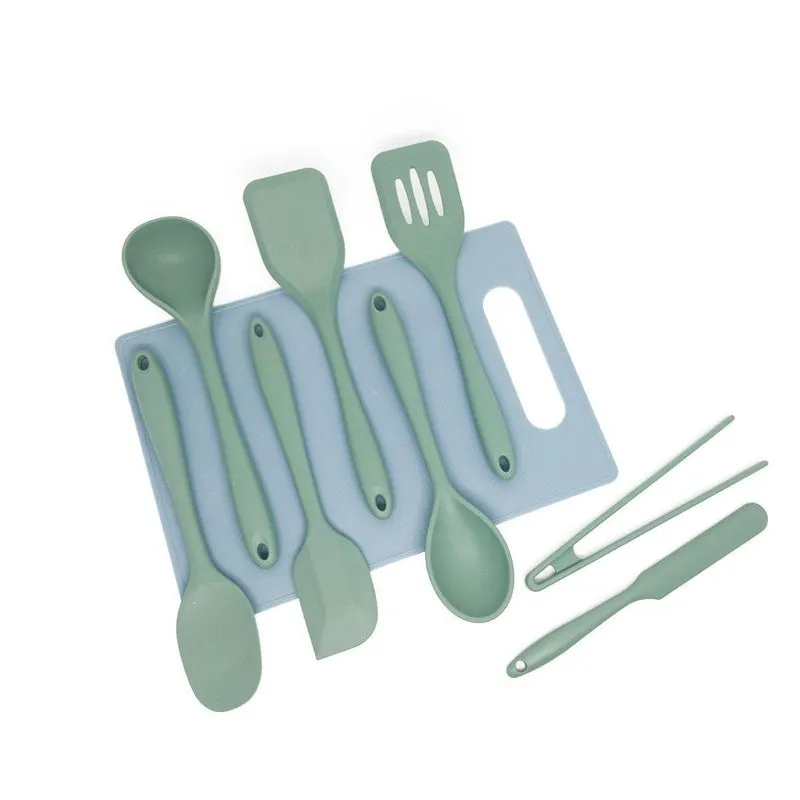Kit De Utensílios De Cozinha Com Tábua 9 Peças - Oikos