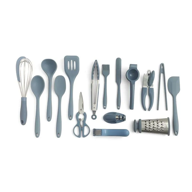 Kit Utensílios De Cozinha Completo 16 Peças Azul - Oikos U