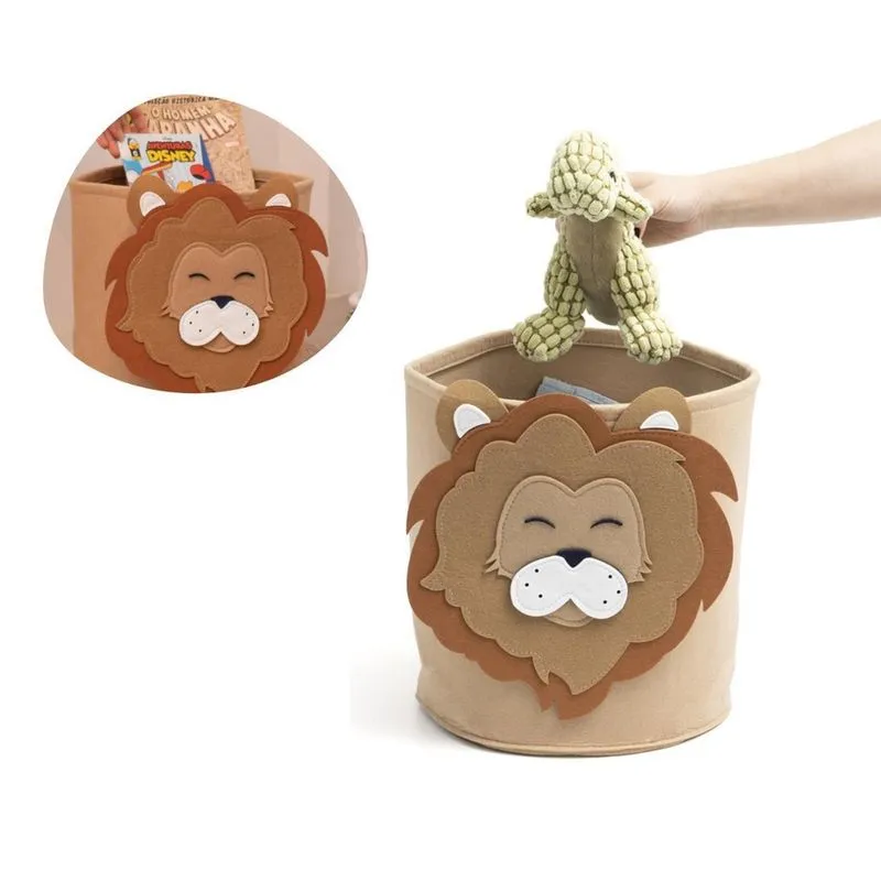 Cesto Decorativo Infantil De Feltro Organizador Oikos Leão