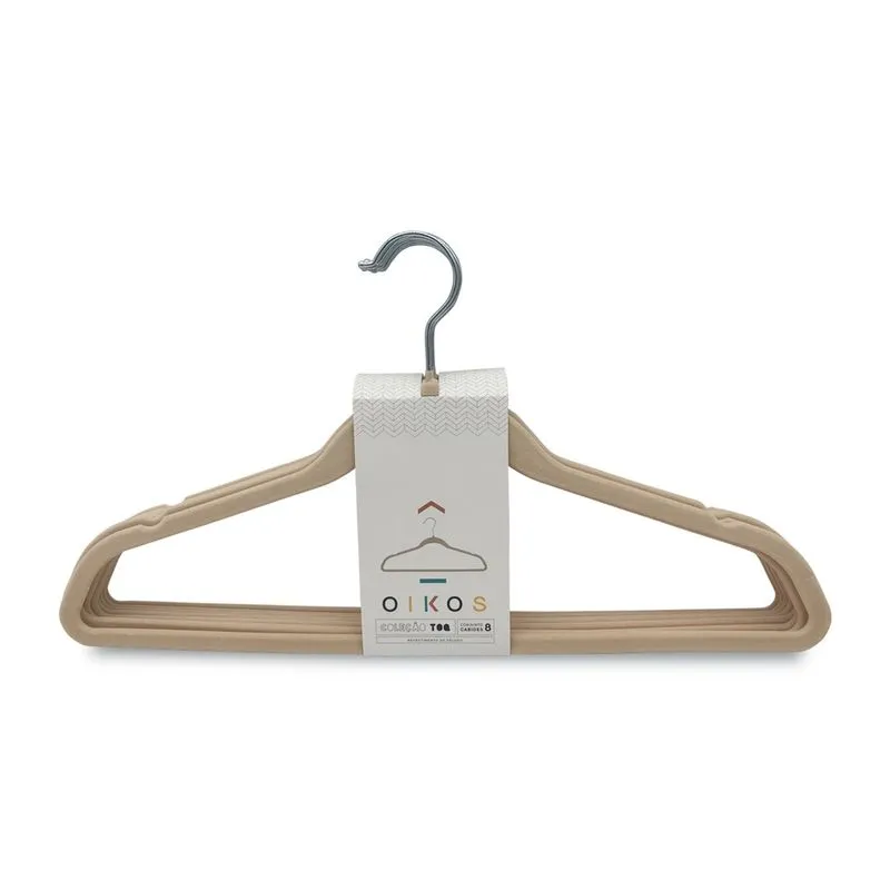Conjunto de cabides de veludo bege 8PCS - oikos bege