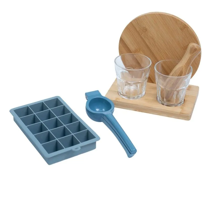 Kit Espremedor De Limão Forma E Kit Caipirinha 7 Pçs -Oikos