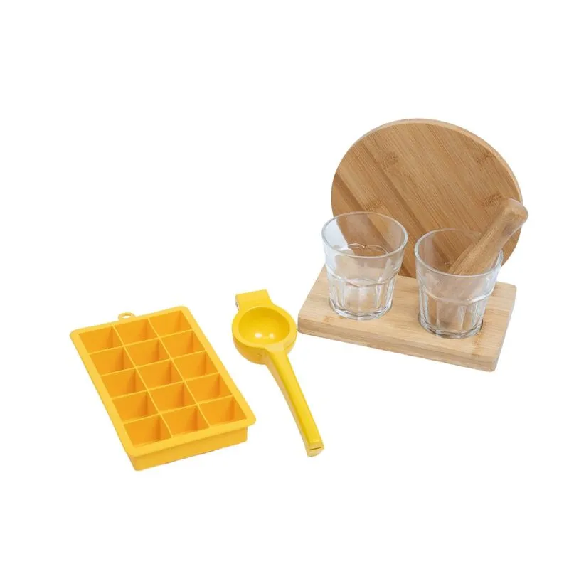 Kit Caipirinha Espremedor Amarelo E Forma 7 Pçs - Oikos