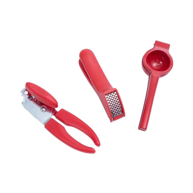 Kit Abridor de Lata + Espremedor Alho/Limão Vermelho – Oikos