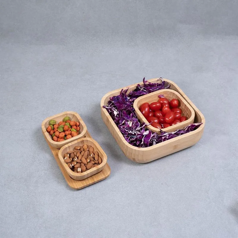 Petisqueiras Bambu 4 Pçs Kit Bowl Quadrado 14/23cm - Oikos