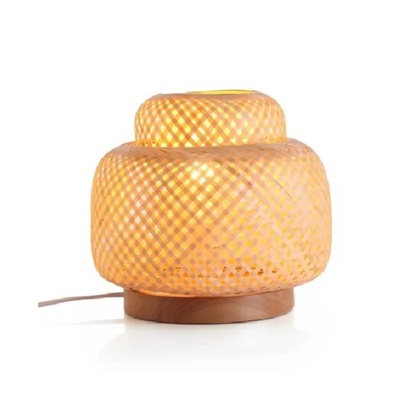 Luminaria de mesa colmeia de bambu boho 26CM - oikos natural