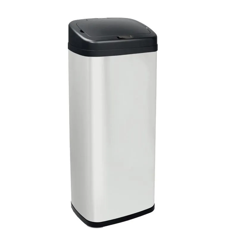 Lixeira galvanizada automatica 50L retangular oikos aço inox