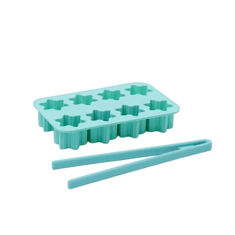 Kit Forma De Gelo Flocos E Pegador De Salada Silicone Pequen