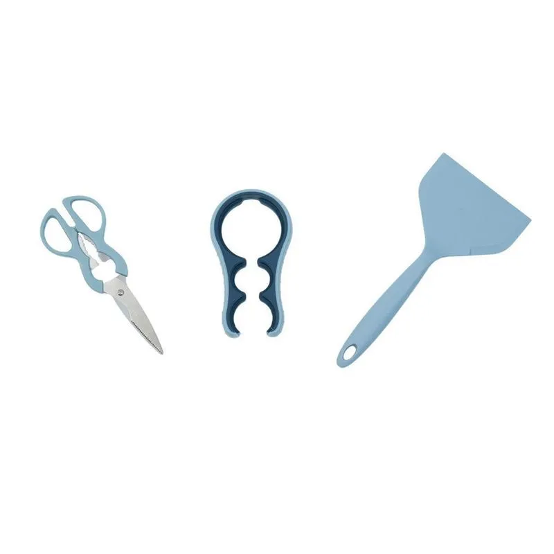 Kit Tesoura Cozinha, Abridor Garrafa Potes Espátula Silicone