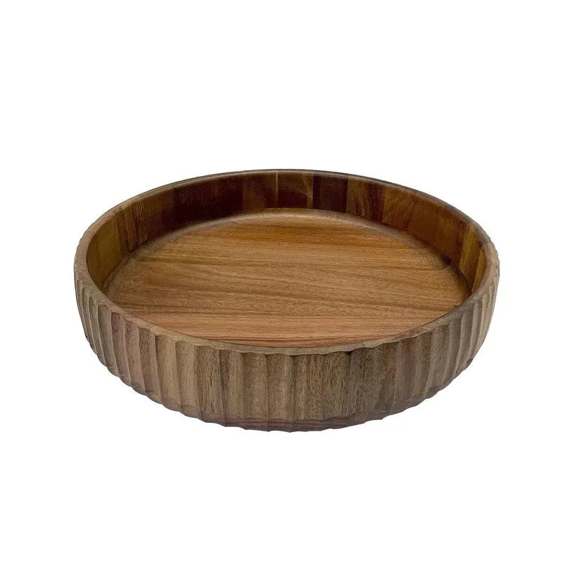 Bowl Tigela Saladeira Grande 30,5cm De Madeira Acácia Canela