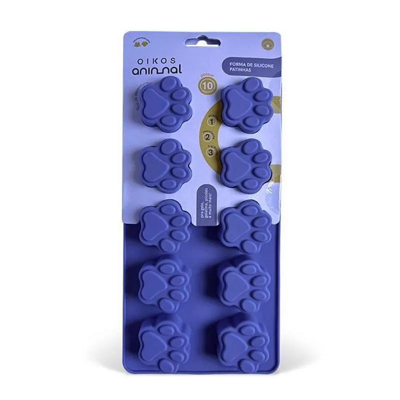 Forma De Silicone Com Formato De Patinhas Para Pet - Azul