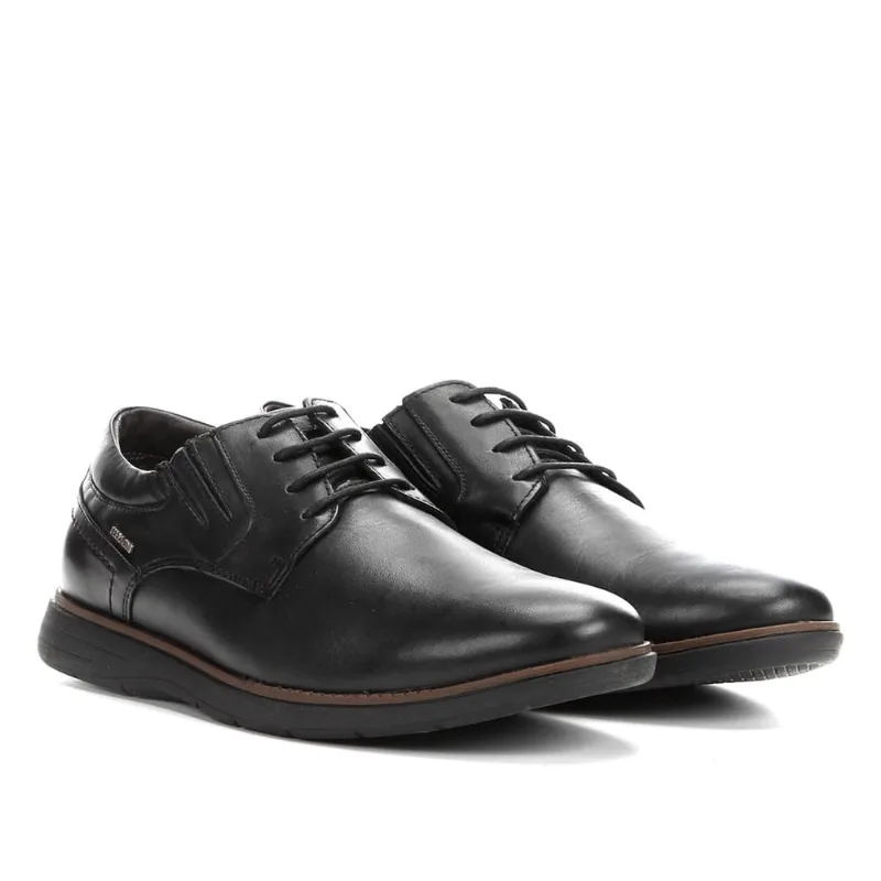Sapato Ferracini Preto Couro Casual Cadarço Trindade