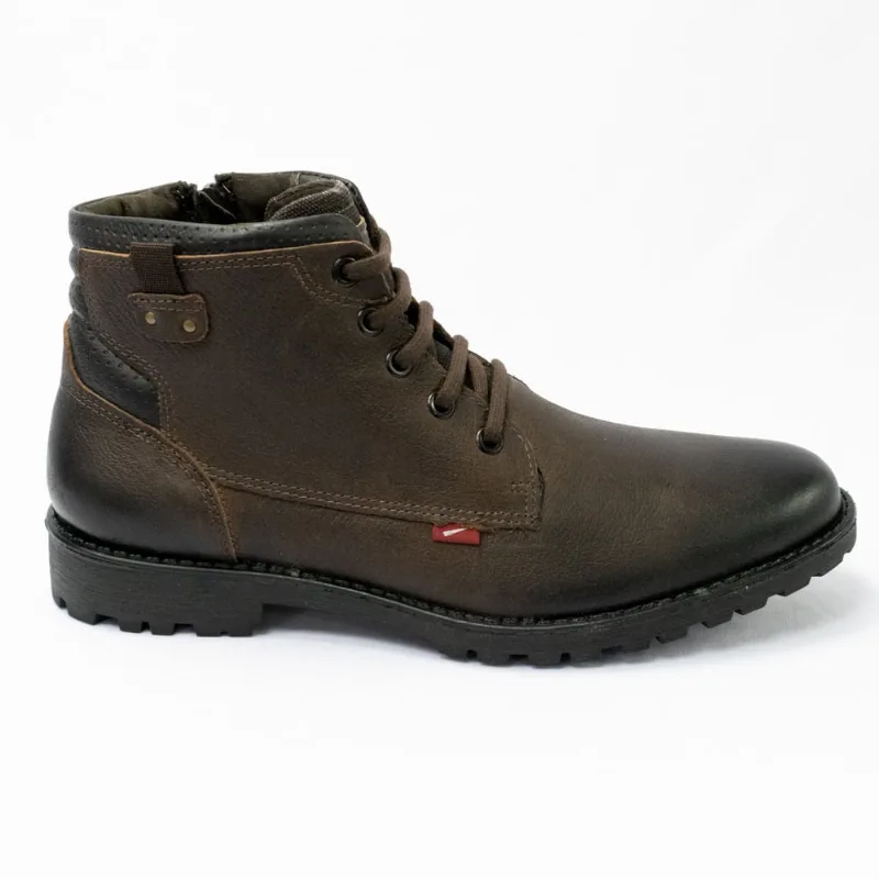 Coturno Ferracini 9932-517C Couro Natural com Fecho Lateral e solado em Borracha Café
