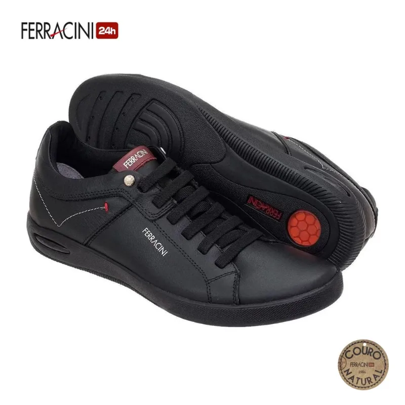 Sapatênis de Couro Blady Masculino Ferracini 1454C - Preto
