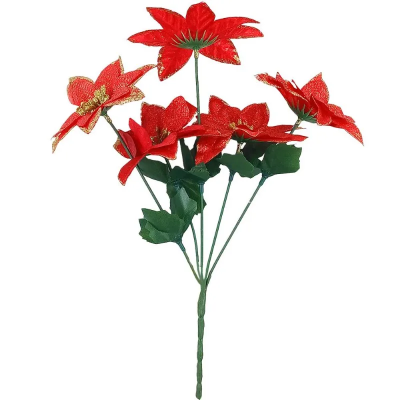 Buquê Metalizado Natalino 32cm em Plástico Bella Garden-Vermelho