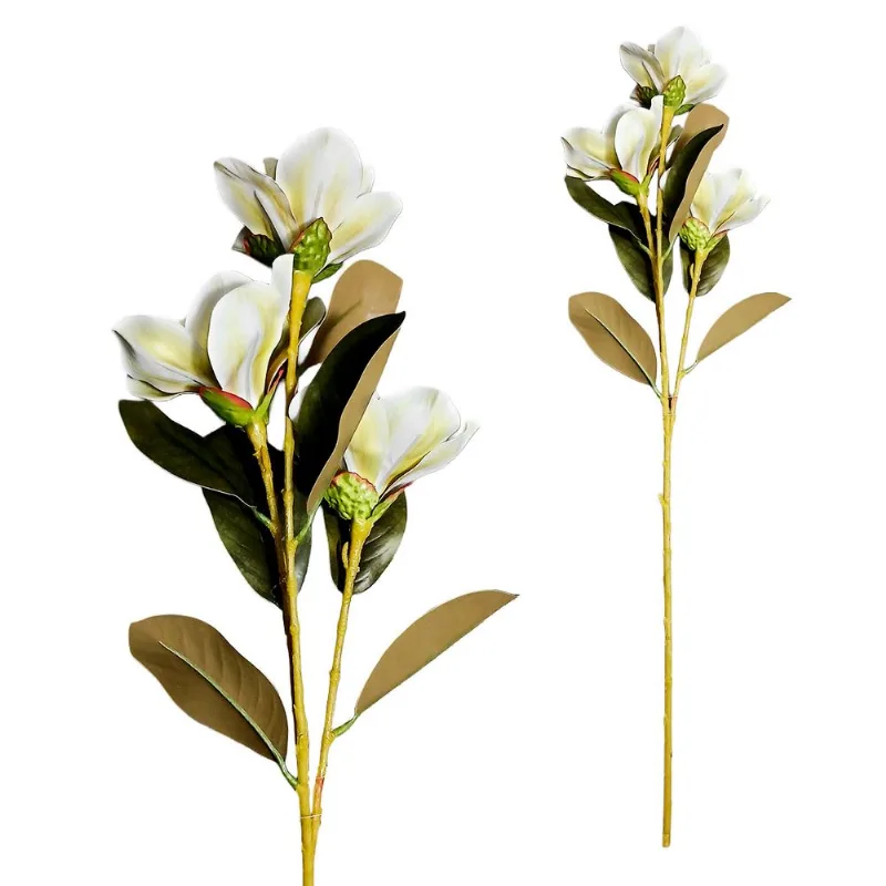 Haste Flor Magnólia Artificial 82cm em Plástico Bella Garden